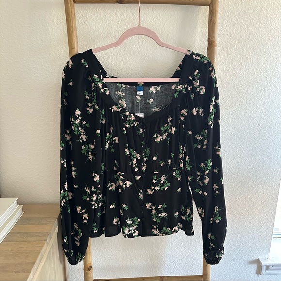 Old Navy Floral Black Peplum Top Sz Large NWT - Picture 6 of 14